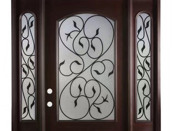 Hollow Wrought Iron Glass Safety Tempered Technical Entry Door Suit Oval Shaped
