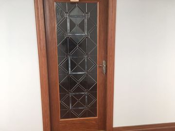 Door Decorative Panel Glass 22&quot;*64&quot; Black Patina Natural Wood Style