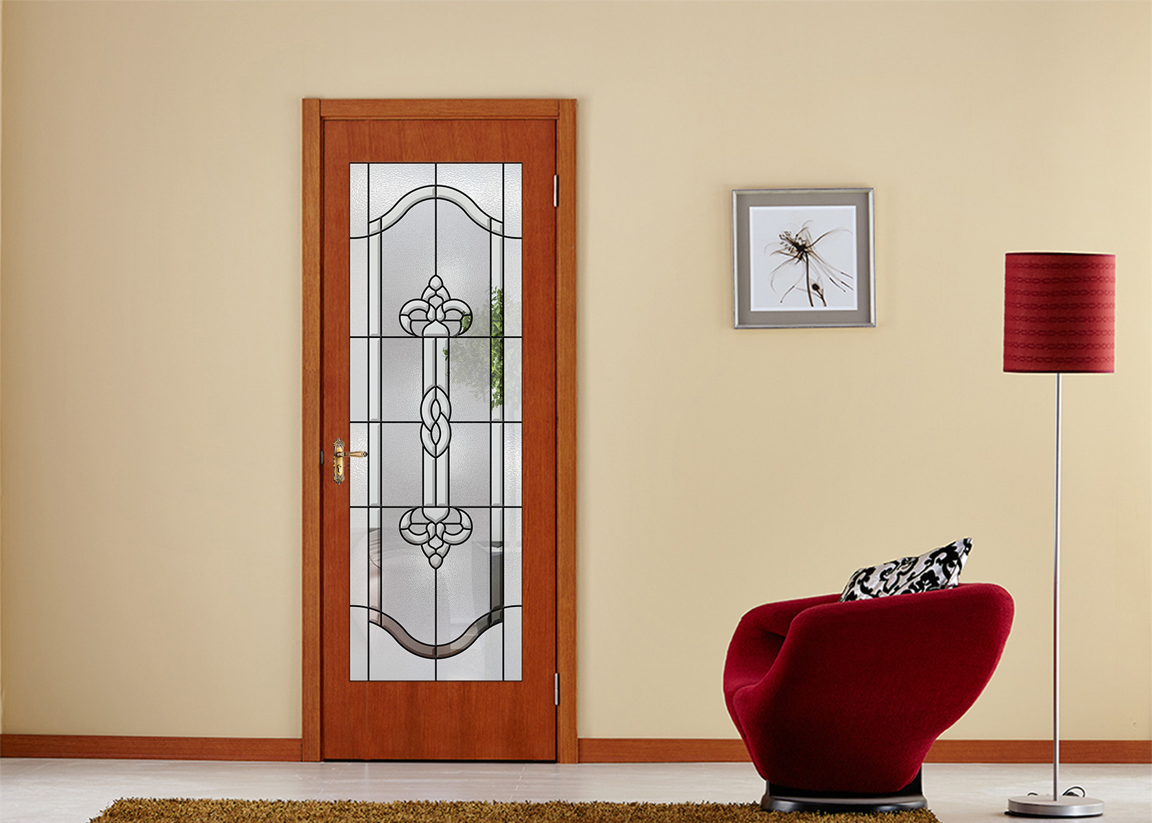 Arctic Patterned Window Door Suit Decorative Frosted Glass Brass ...